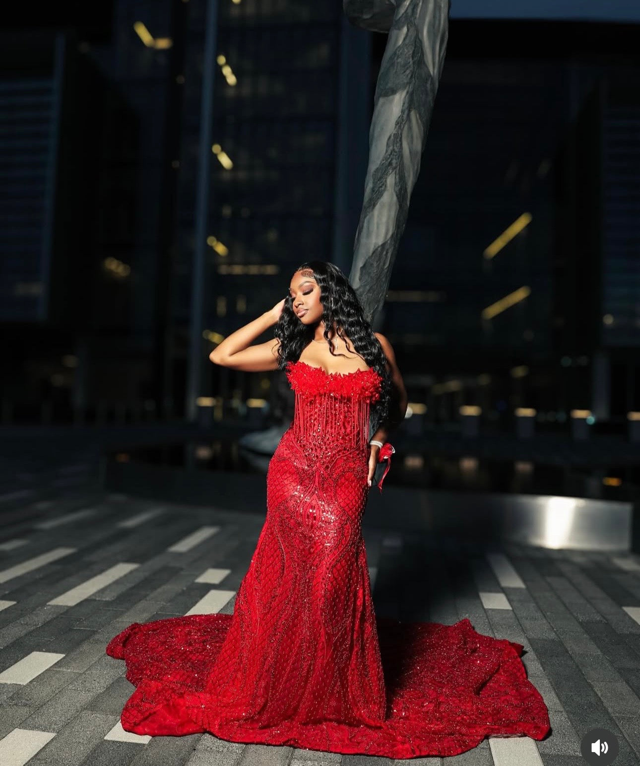 Trish : Red Beaded Dress