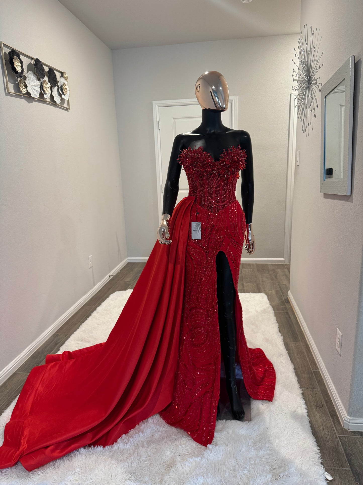 Franstes: Beaded Red Dress