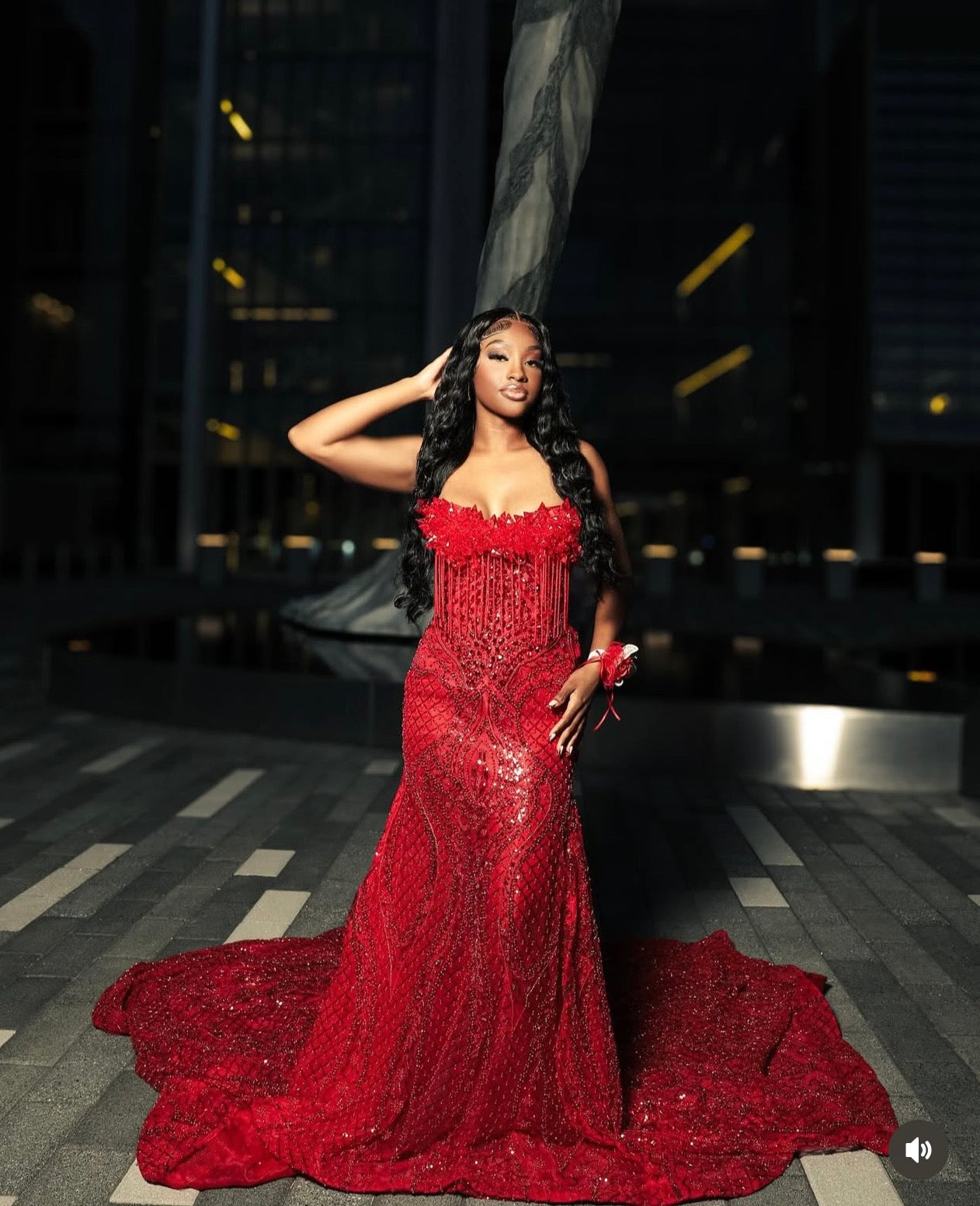 Trish : Red Beaded Dress