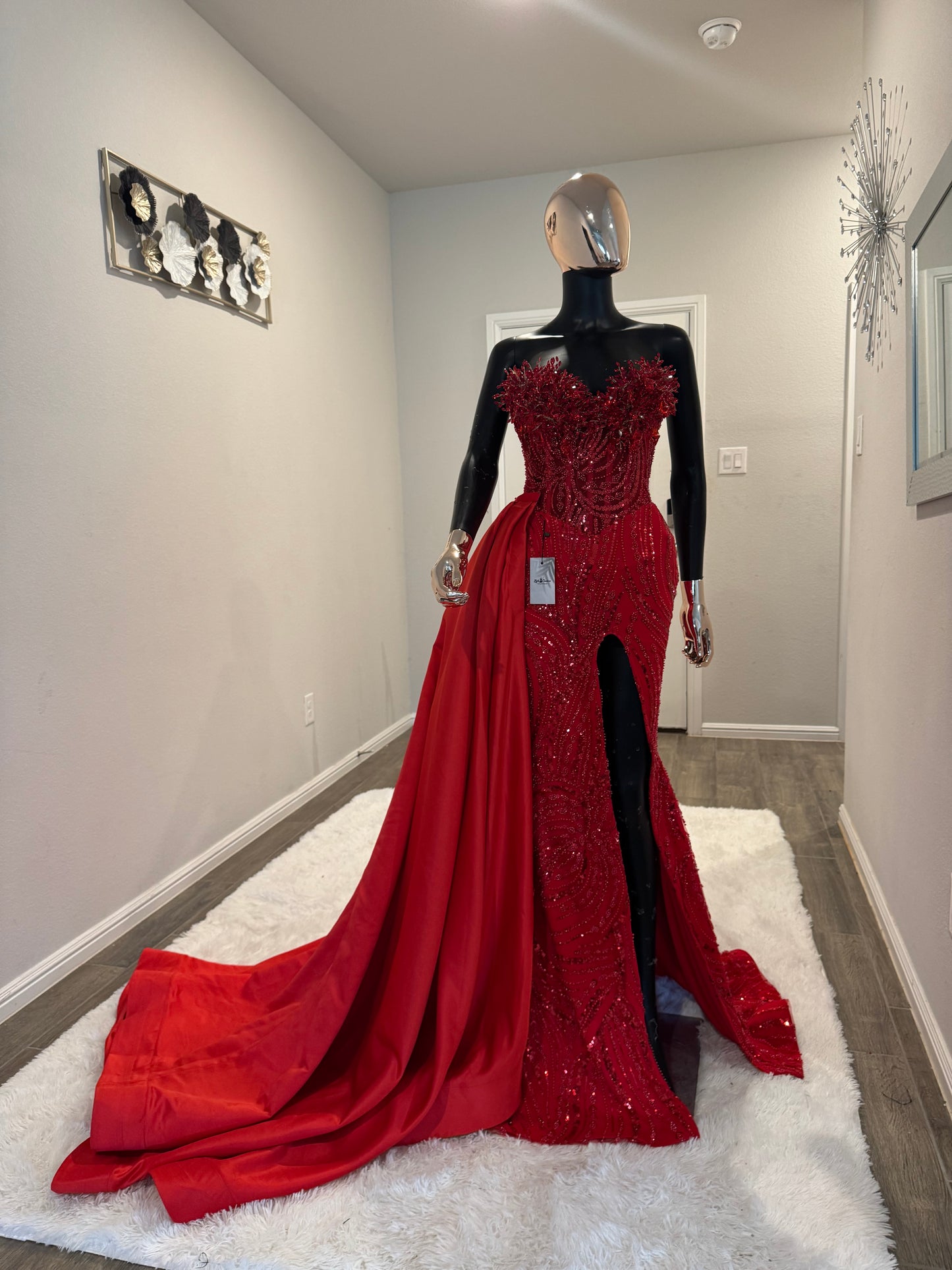 Franstes: Beaded Red Dress