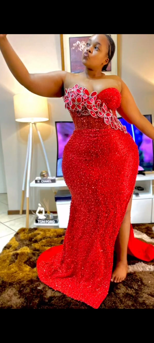 Mbali : Beaded Red Dress