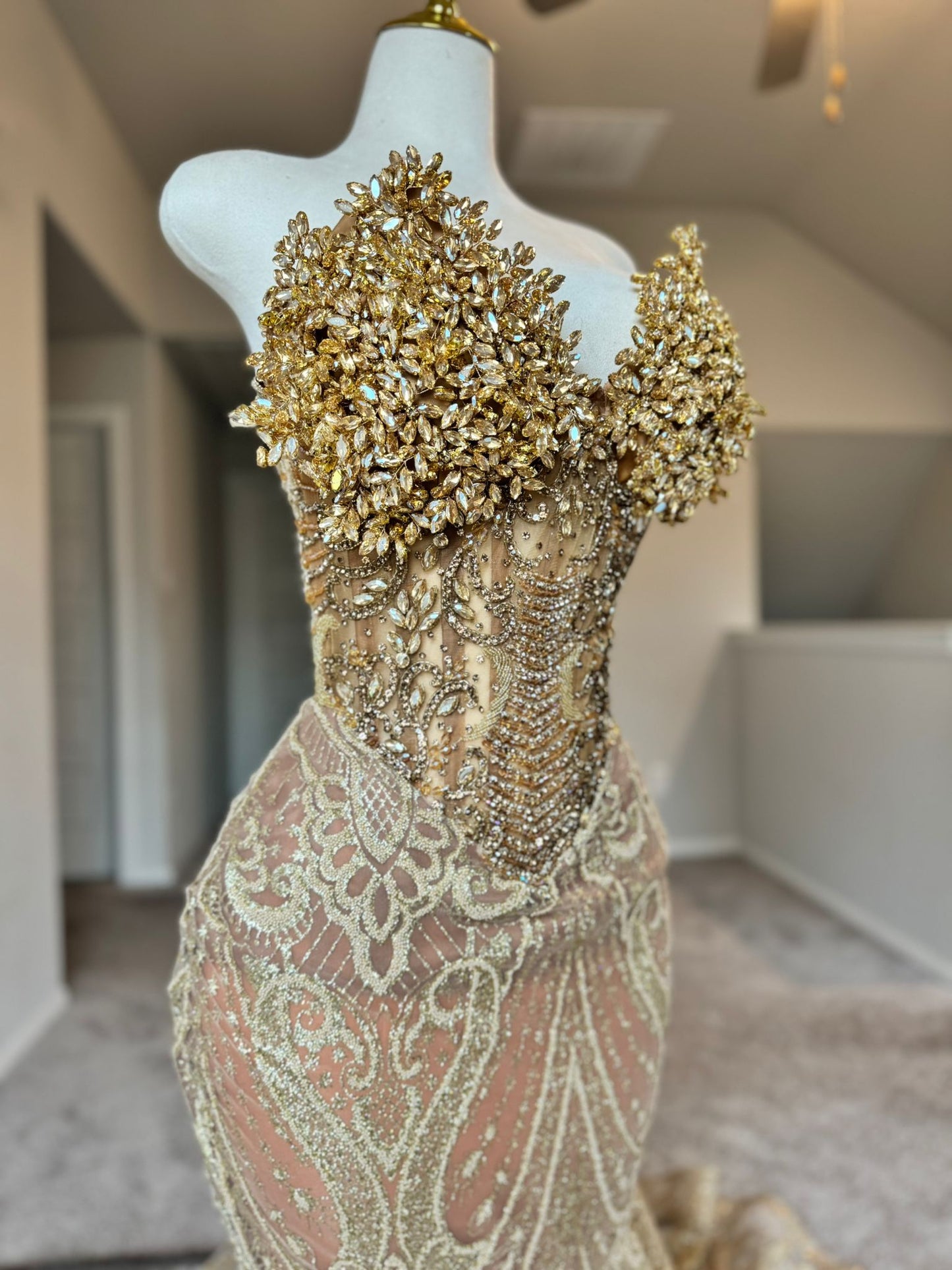 Gina  : Gold Corset Dress