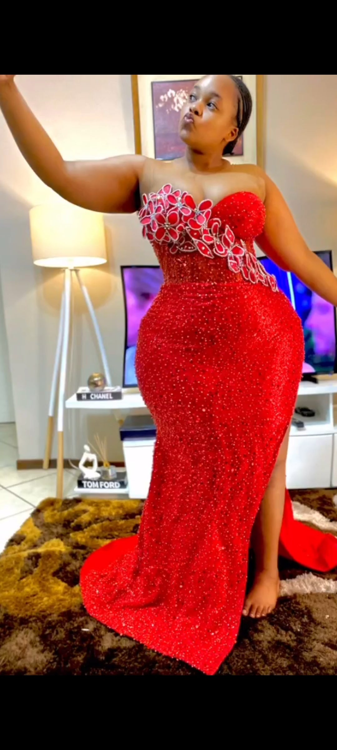 Mbali : Beaded Red Dress